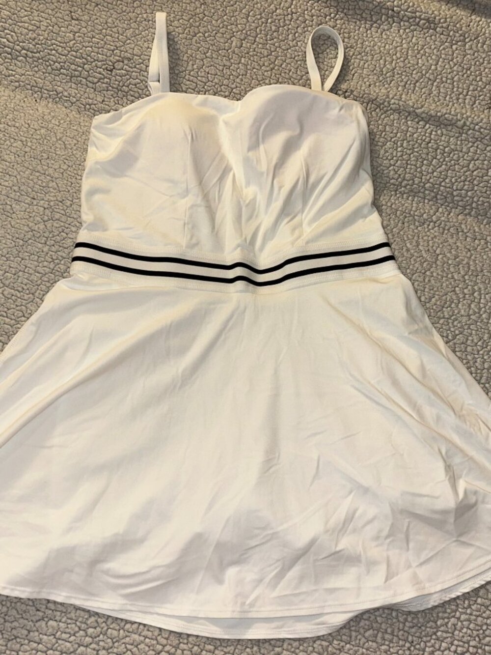 Joy Lab -- white workout dress, tennis dress, black stripes, Womens M